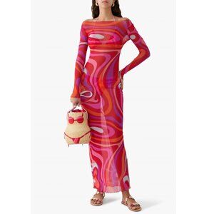 PUCCI Tulle Maxi Dress In Marmo Print